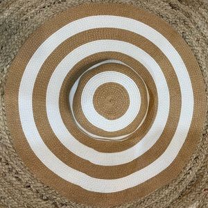 Wide Brim Striped Straw Hat